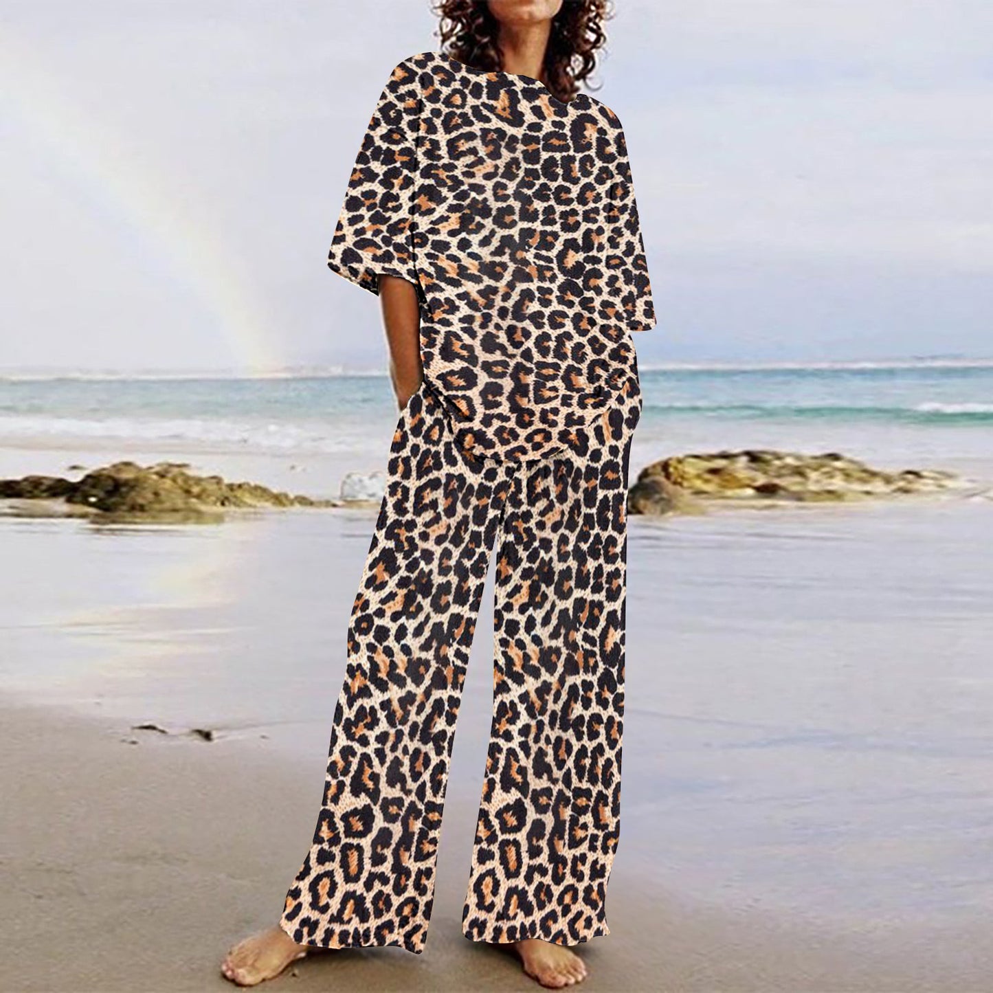 Retro Fashion Casual High Waist Wide Leg Pants Suit