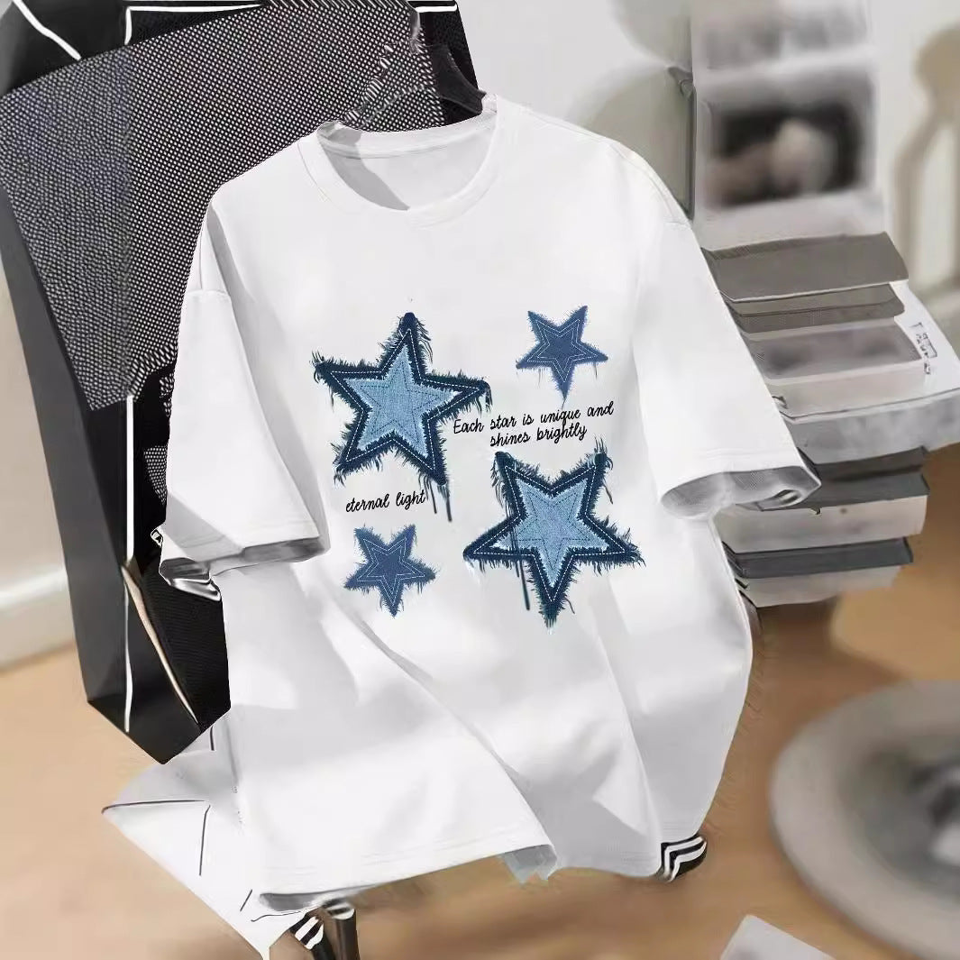 Womens Loose-fitting Short-sleeve Top With A Printed Design