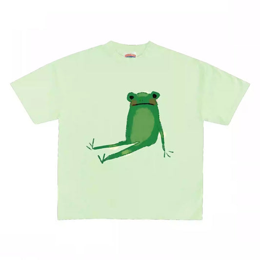 Frog Print T-shirt Cute Animal Pattern Spoof Casual All-match