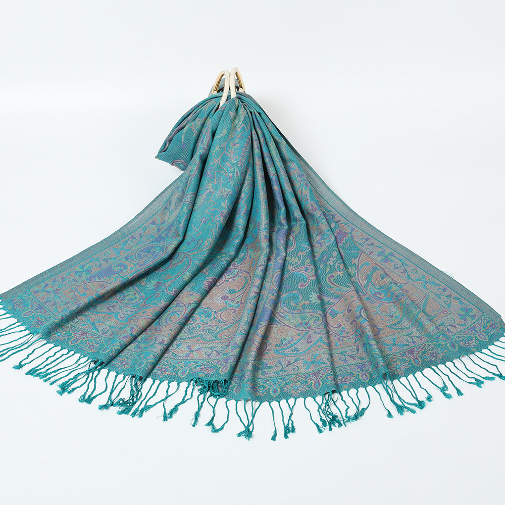Export Scarf Ethnic Style Jacquard Cashew Tassel Shawl