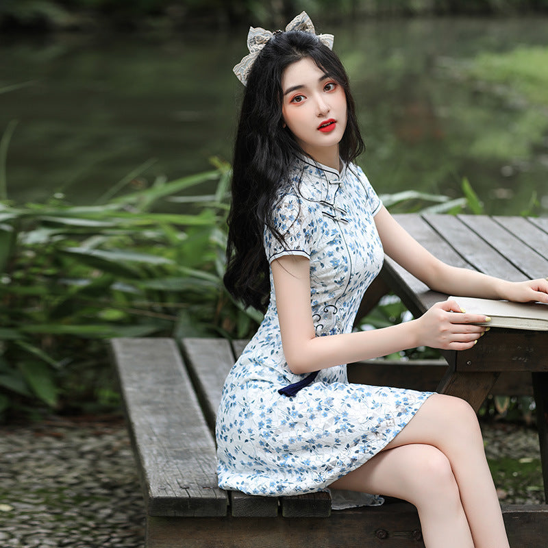 Modificeret Cheongsam Slank Vintage Kinesisk-stil Kjole