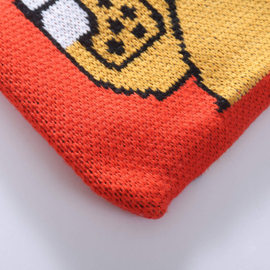 Girl Woven Bag Portable With Pearl Earrings