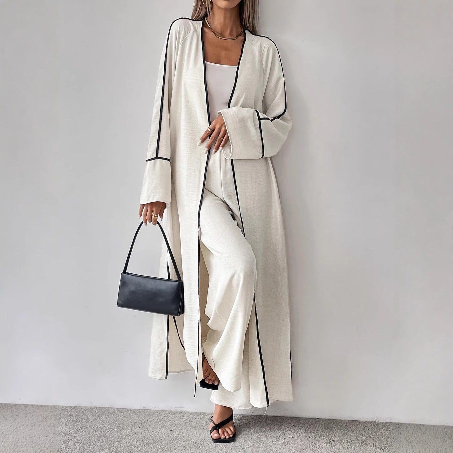 Moderigtig Elegant Enkel Langærmet Cardigan Til Kvinder, Lang Jakkesæt