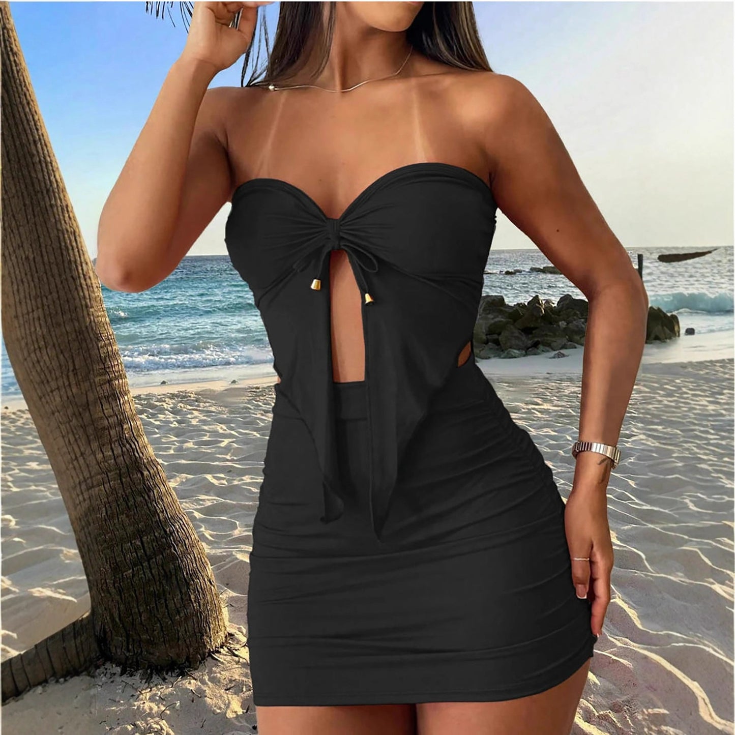 Bustier Vest And Skirt Two Piece Set Slim Fit Waist Cinching Short Skirt Suit