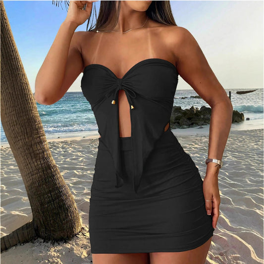 Bustier Vest And Skirt Two Piece Set Slim Fit Waist Cinching Short Skirt Suit