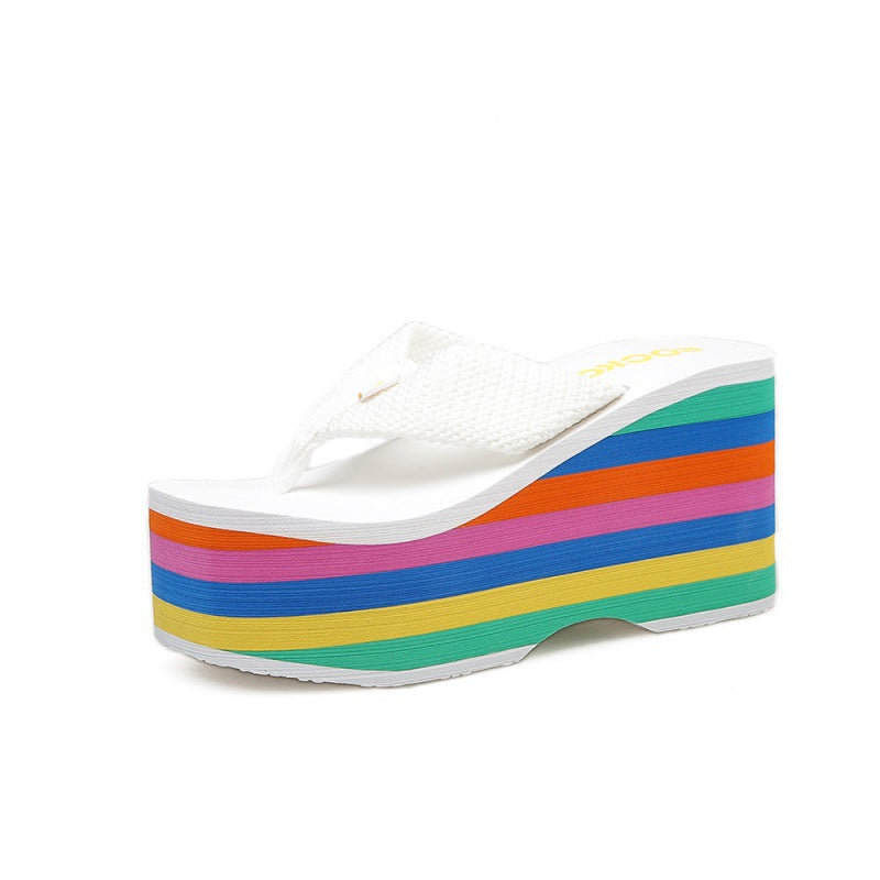 Rainbow Platform Sandals Super High Heel Flip-flops