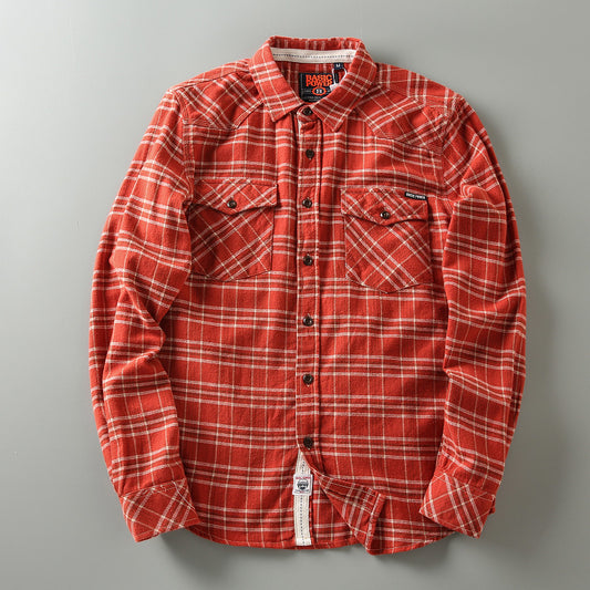 Cotton Washed Brushed Thick Retro Casual Shirt