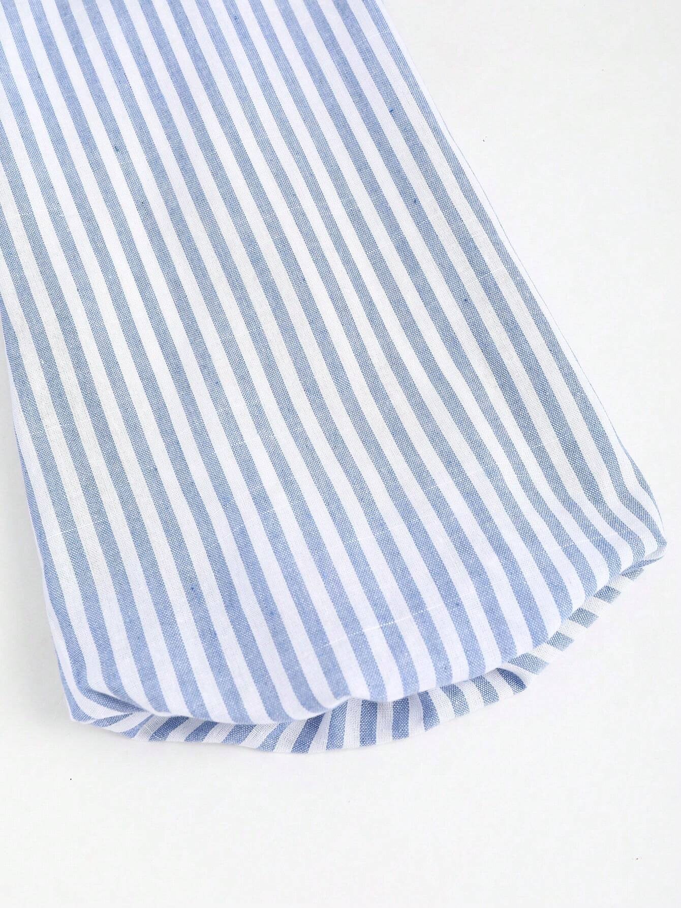 Women's Bow Lace-up Striped Top Casual Coat