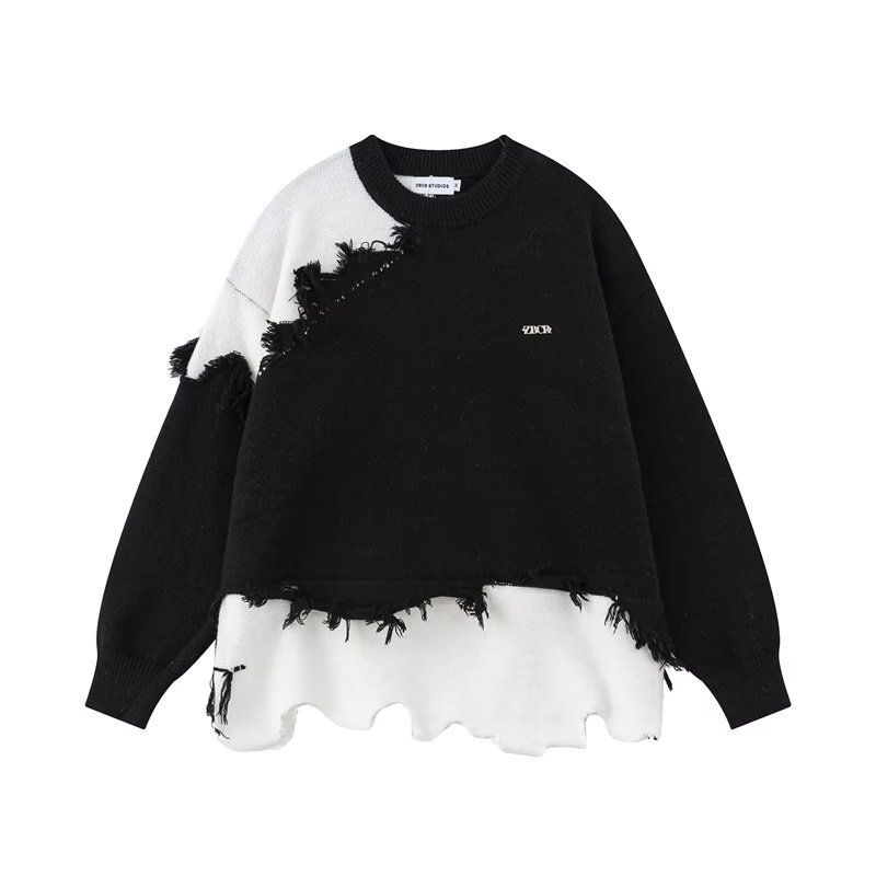 Fashion Retro Tassel Irregular Sweater Men