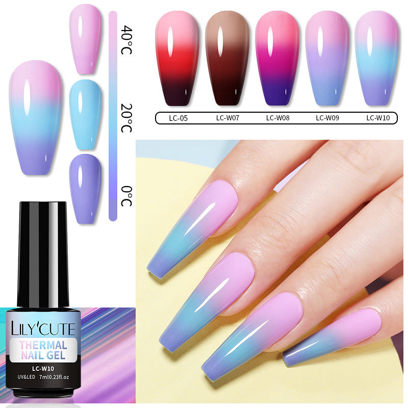 Temperaturændring Glitter UV Neglelak Tre-sektions Farveskift