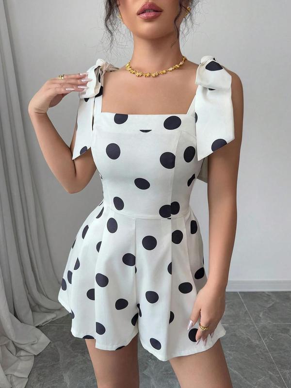 New Womens Shapewear Bodysuit With Polka-Dot Print And Lace-Up Details