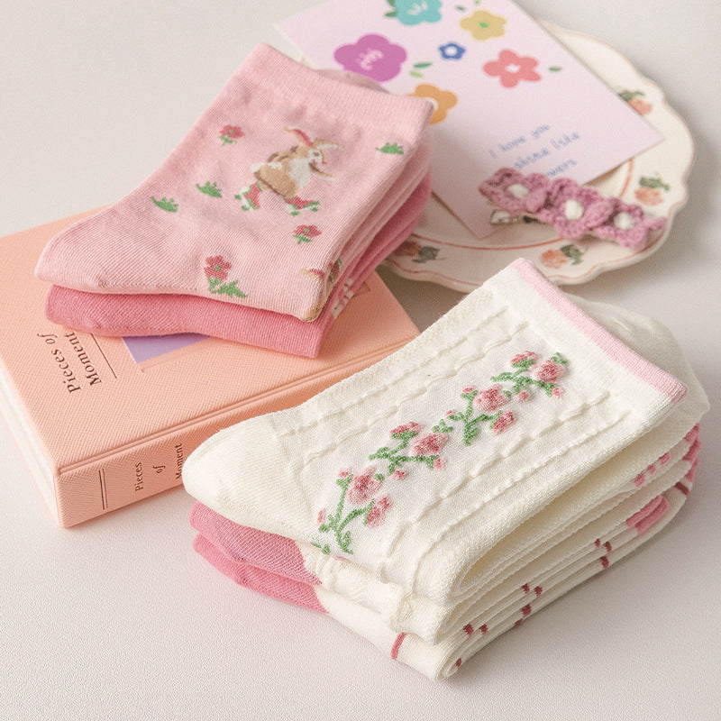 Women's Japanese Cute Cartoon Flower Socks