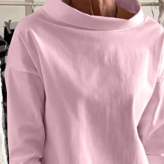 Fleece Shirt Women's Cotton Polyester Long Sleeve Half Turtleneck Women's Sweater