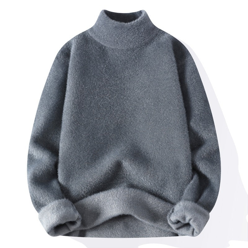Men's Half Turtleneck Sweater Winter Solid Color Warm