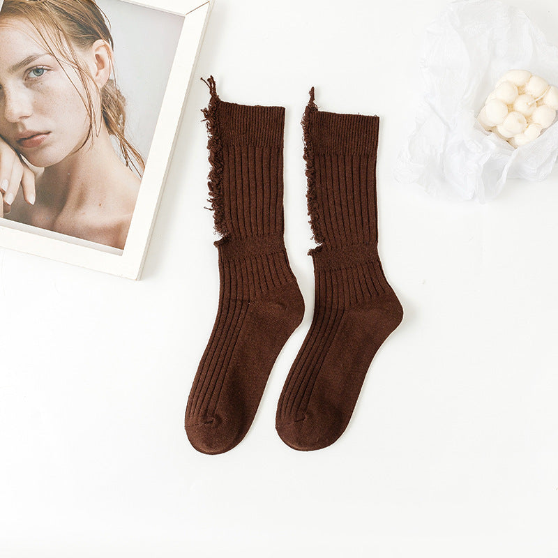 Black And White Grey Three Color Design Cut Ins Socks