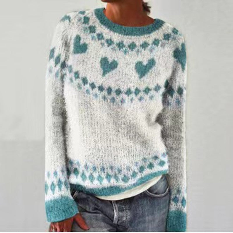 Round Neck Multicolor Loose Fashion Pullover Sweater