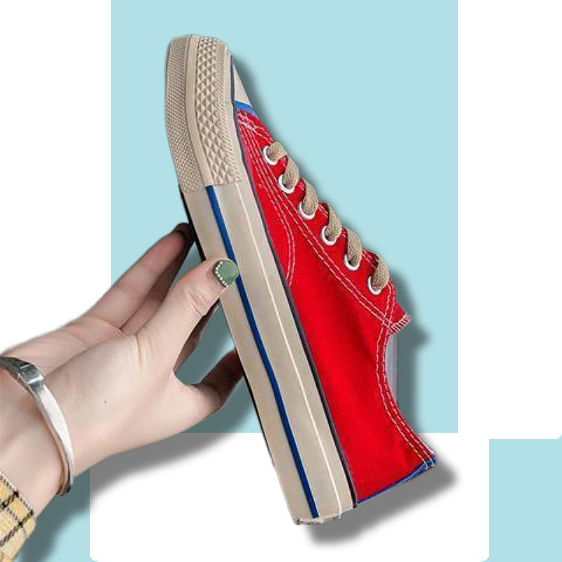 Women's Korean Style Low Top Student White Canvas Shoes