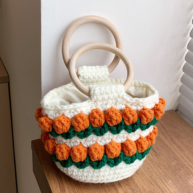 Premium Texture Female Versatile Tide Knitted Woven Bag
