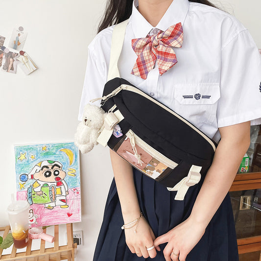 Cute Cartoon Girl Student Transparent Messenger Bag