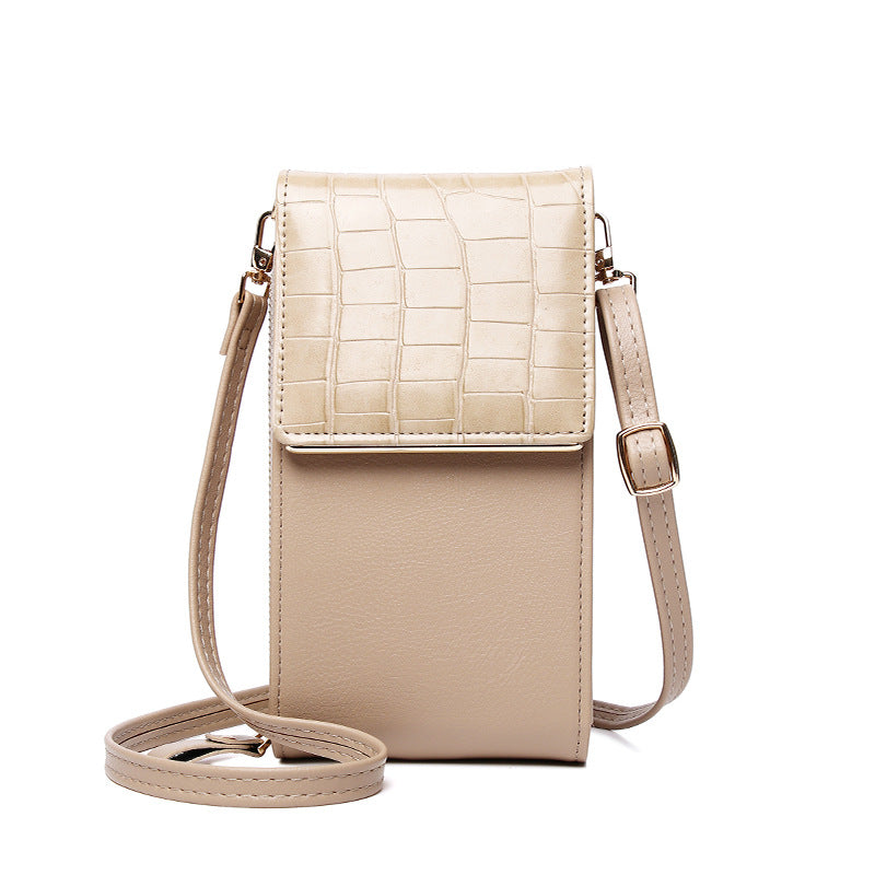 One-shoulder Oblique Cross-covered Mini Stone Grain Coin Purse