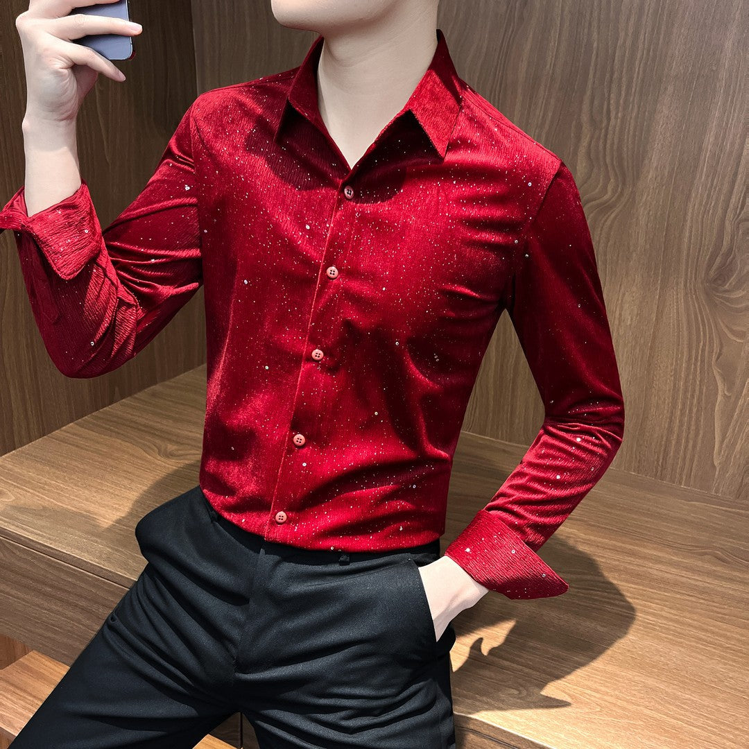 Mens Stylish Designer Long-sleeve Shirt A Versatile Cool And Trendy Brand-name Piece For Spring And Fall