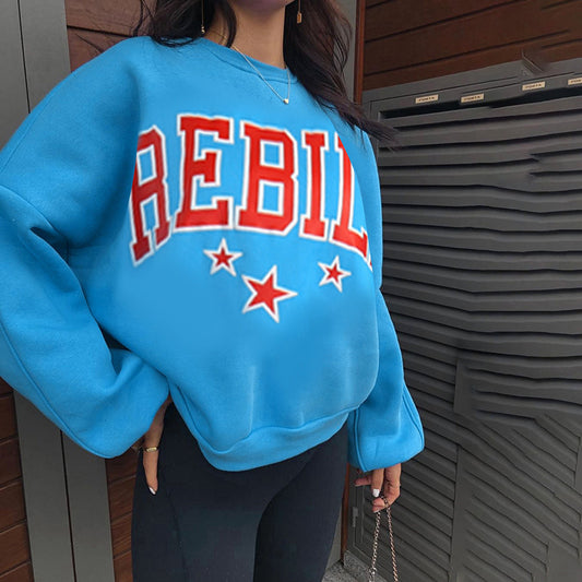 Ladies Casual Fashion Print Versatile Long Sleeve Sweatshirt