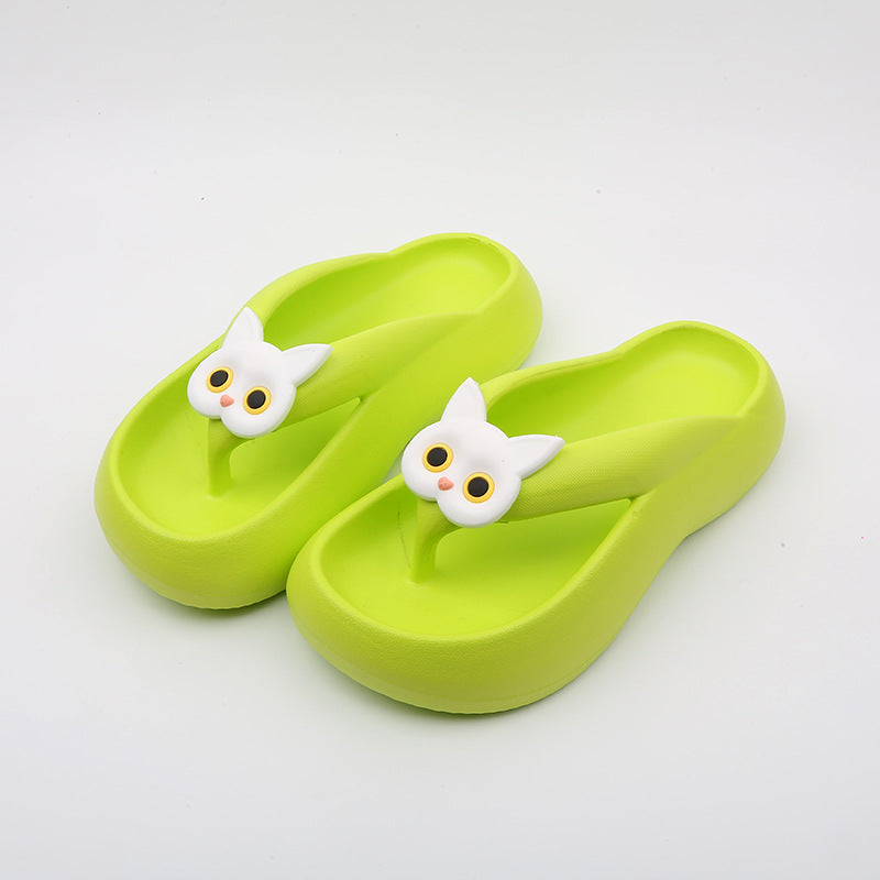Black And White Cat Flip Flops Women's Outer Wear Thick Bottom