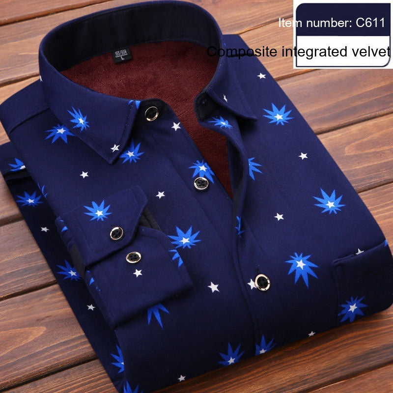 Men's Thermal Thickened Fleece Plaid Shirt