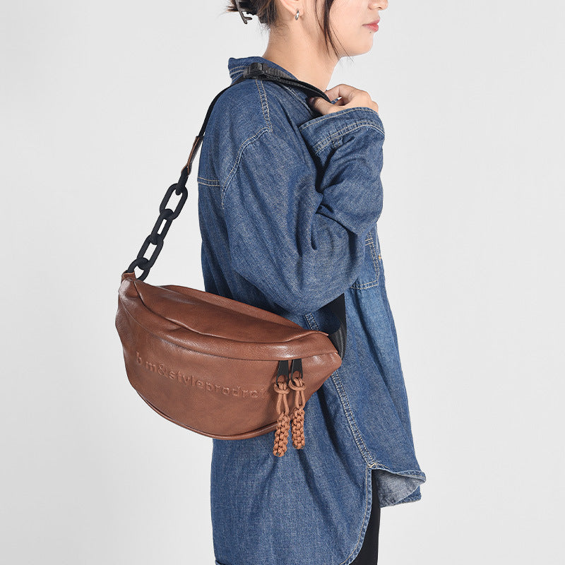 Acrylic Chain Stitching Waist Bag Shoulder Crossbody Couple Style