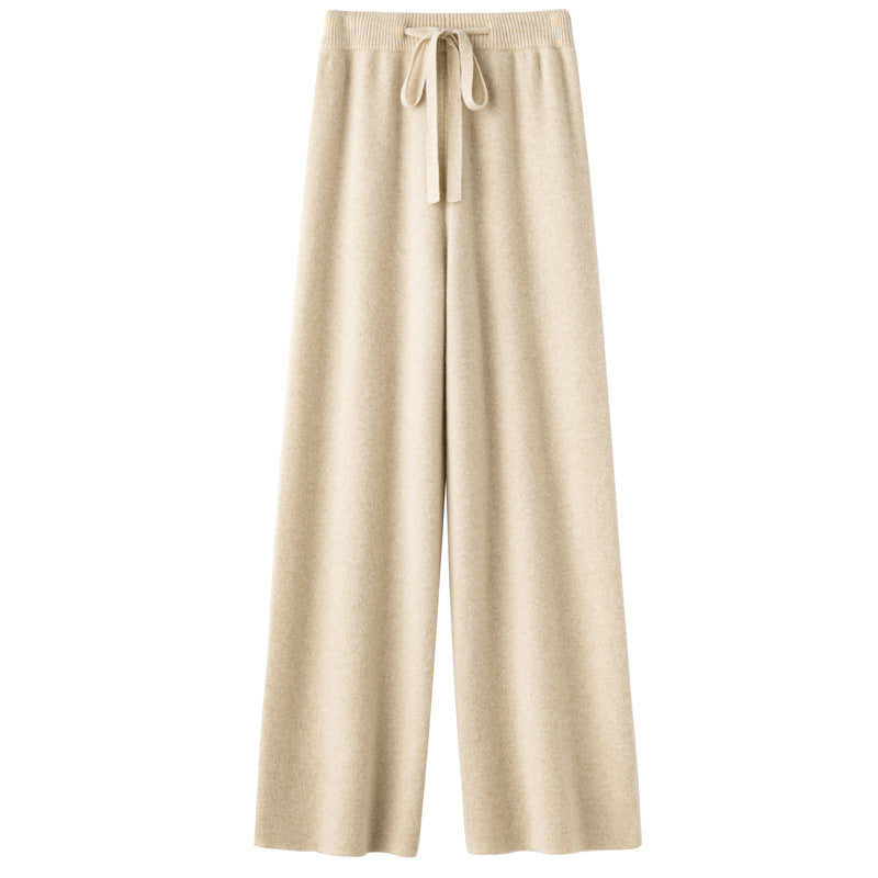 Pure Wool Wide-leg Pants Mid-waist Drooping Slimming Casual