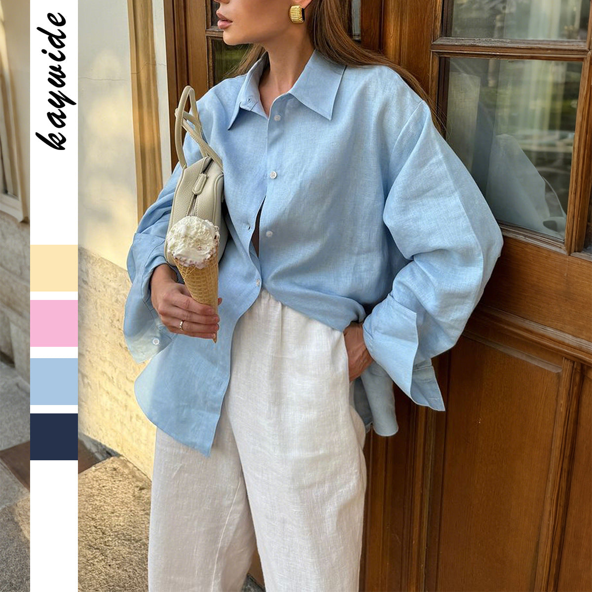 European And American Leisure Vacation Solid Color Long Sleeve Women