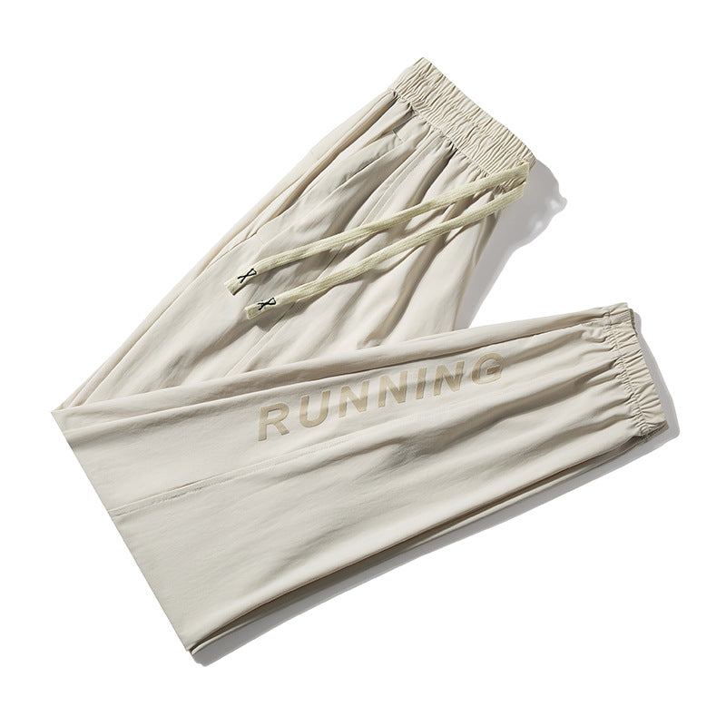 Stretch Quick-dry Casual Sports Printing Loose Drawstring Trousers Cropped Pants