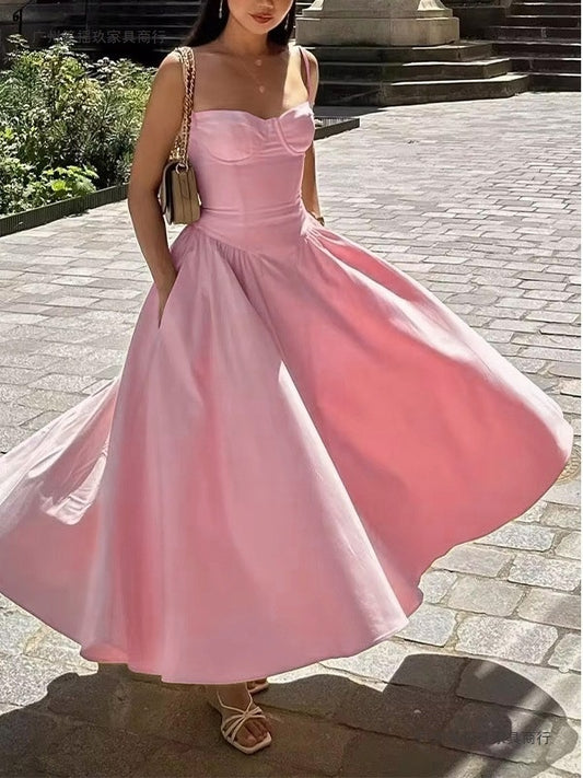 Elegant French-style Vintage Slim-fit Slip Dress For Women