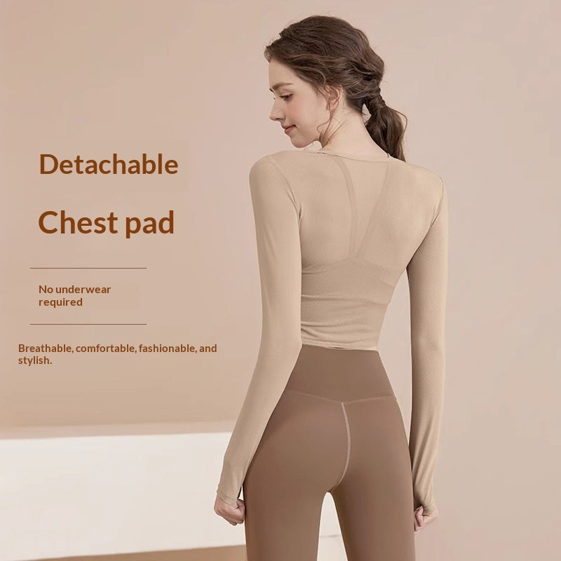 Spring And Autumn Solid Color Training Fitness Bra With Padding Pilates Set For Women