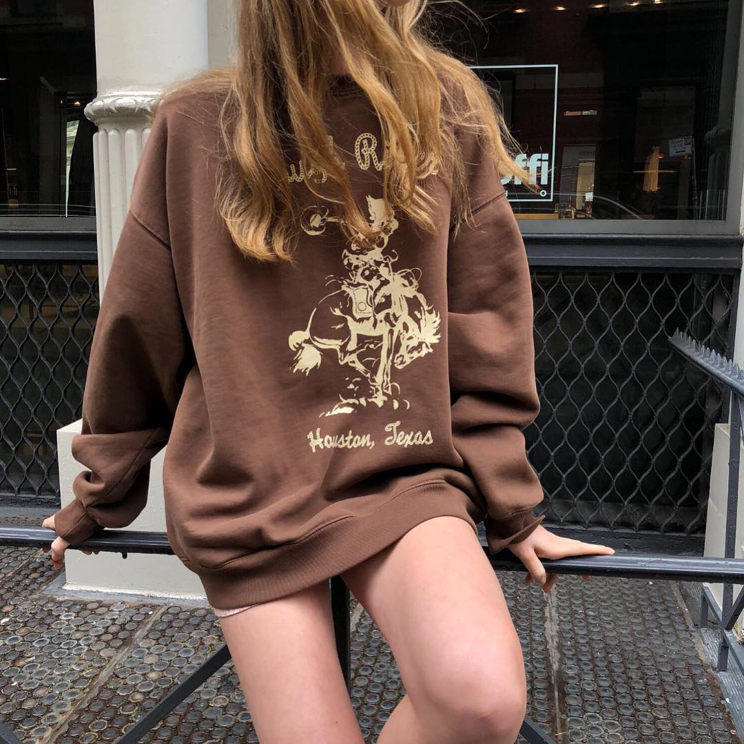 Sweatshirt Knight Print Long Sleeve Loose Pullover