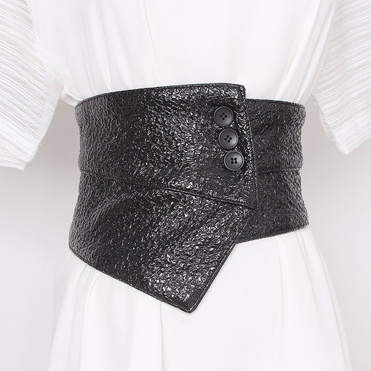 Patent Leather Girdle Women's Outer Shirt And Waist With Skirt