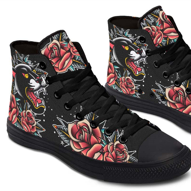 Men's And Women's Fashion Color Printing High-top Canvas Shoes