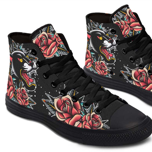Men's And Women's Fashion Color Printing High-top Canvas Shoes
