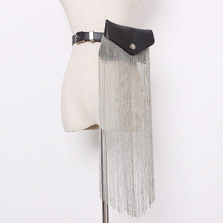 Concave Street Style Personality Tassel Chain Waist Bag Women