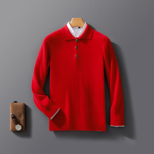 Men's Business Casual Polo Collar Knitted Sweater