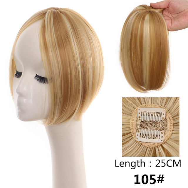 Women's Head Hair Replacement Center-parted Wig Air Side Bangs Two-card Straight Hair