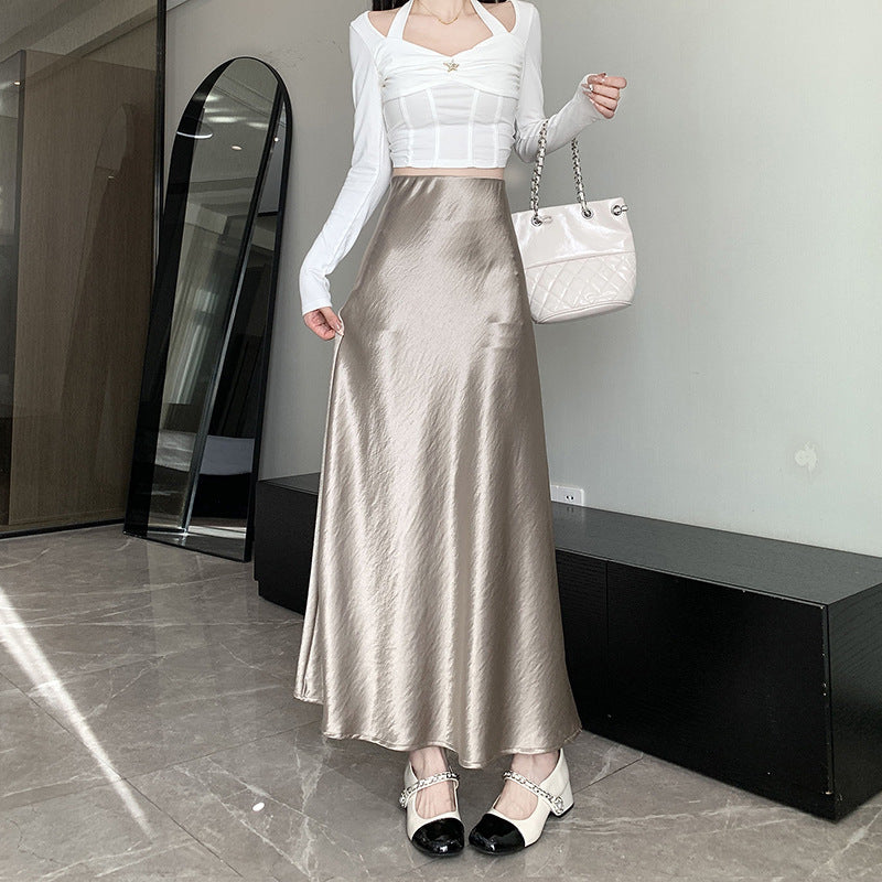 Skirt Womens Autumn High-Waisted Slimming A-Line Skirt