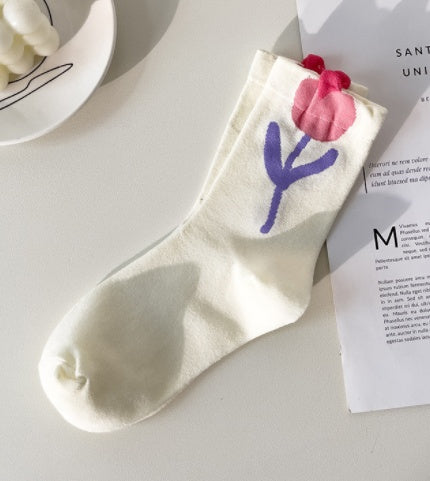 Dadongmen All-match Tulip Pile Socks Cute Stockings