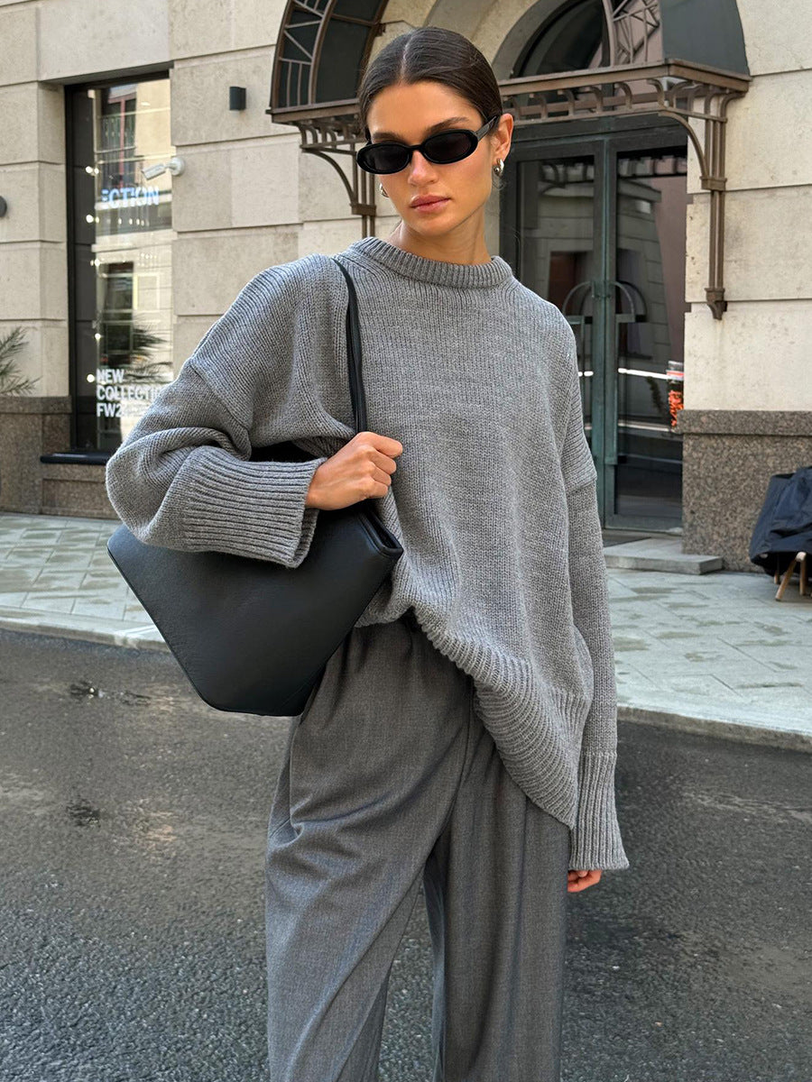 Women's All-match Casual Knitted Round Neck Sweater
