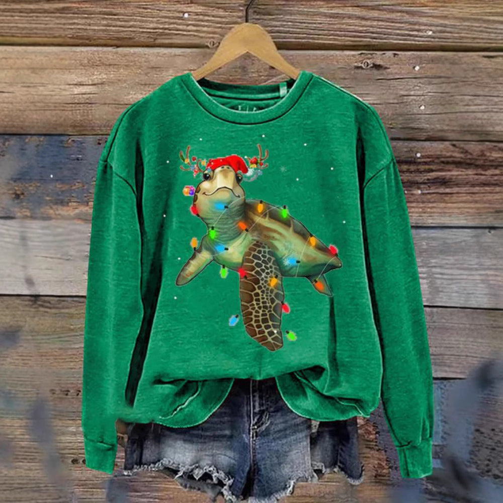 Dametrøje 3D Digital Jule-serie Printet Rundhals Sweatshirt