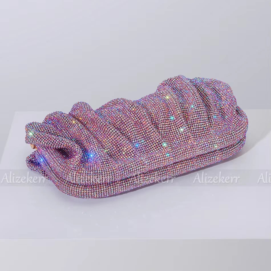 Luxury Rhinestone Evening Clutch Bags for Women - Crystal Folded Purses and Handbags for Weddings and Parties, High Quality Designer Accessories