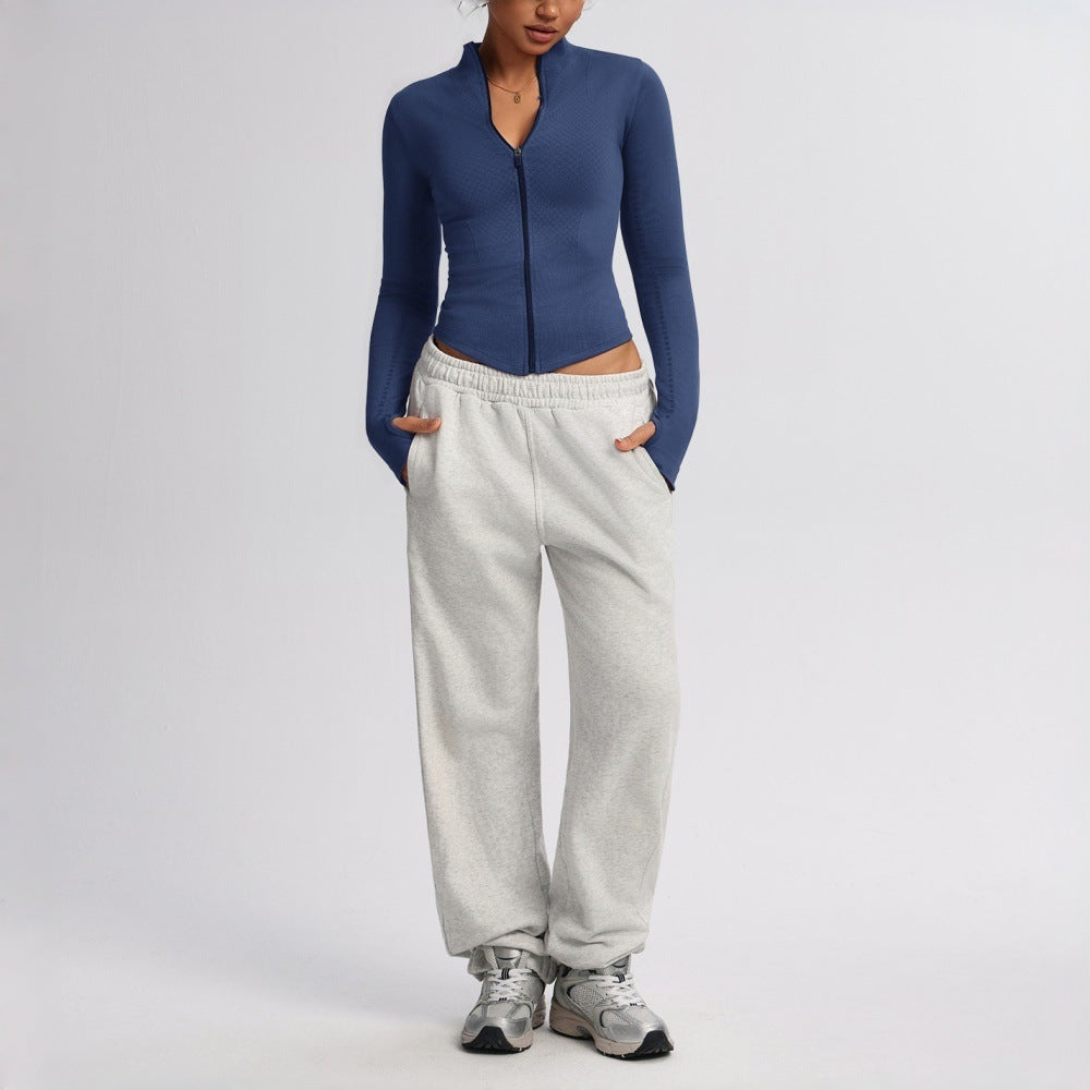Figure-flattering Zip-up Sports Jacket