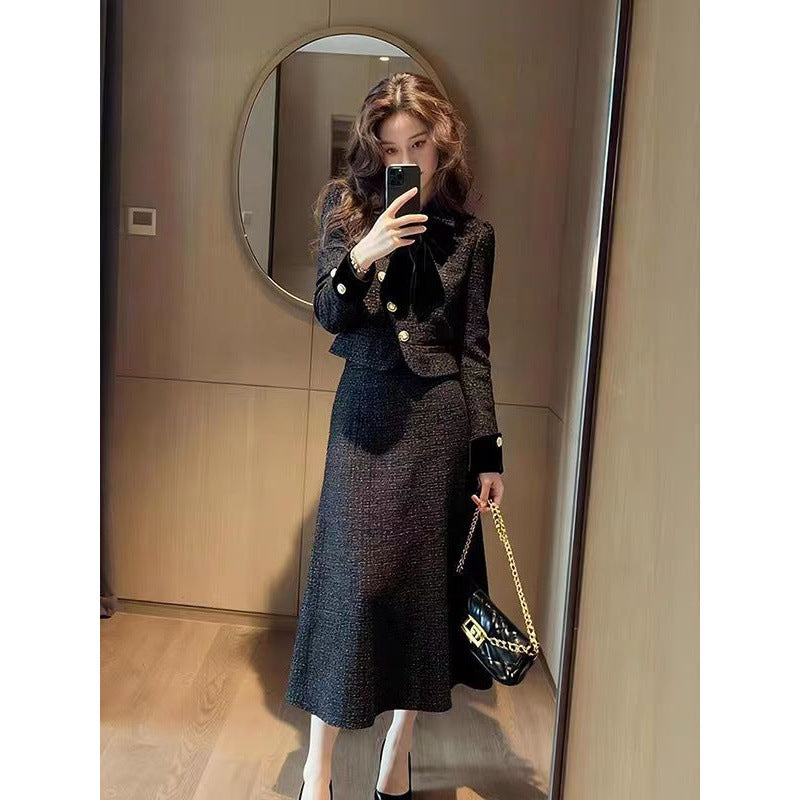 French-style Commuter Outfit Blazer And Skirt Two-piece Set