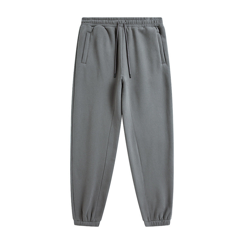 Plus Fleece Clean Color Pinched Foot Drawstring Sweatpants