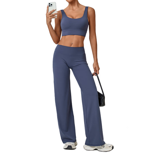 Racerback Bra And Straight-leg Pants Yoga Set Quick-drying Workout Outfit